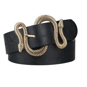 Leather Snake Buckle Belt